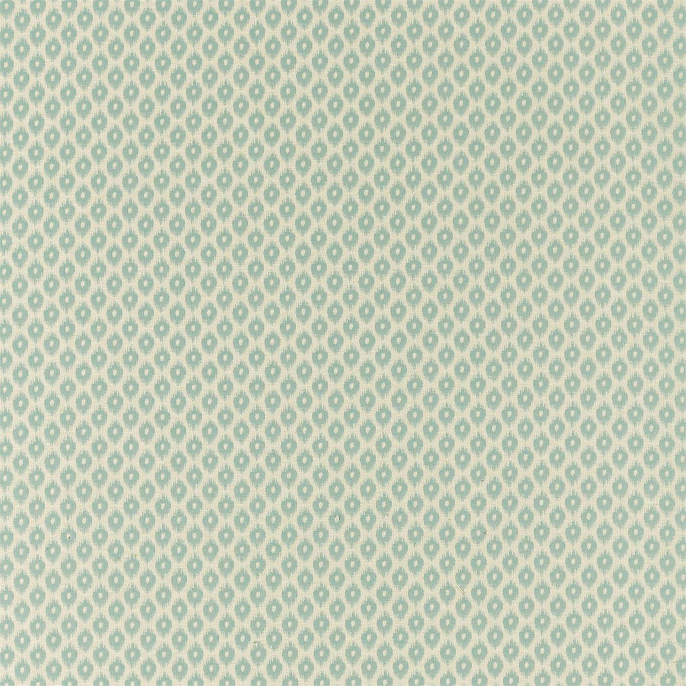 Pale seafoam teal small-scale woven damask on a warm ivory ground