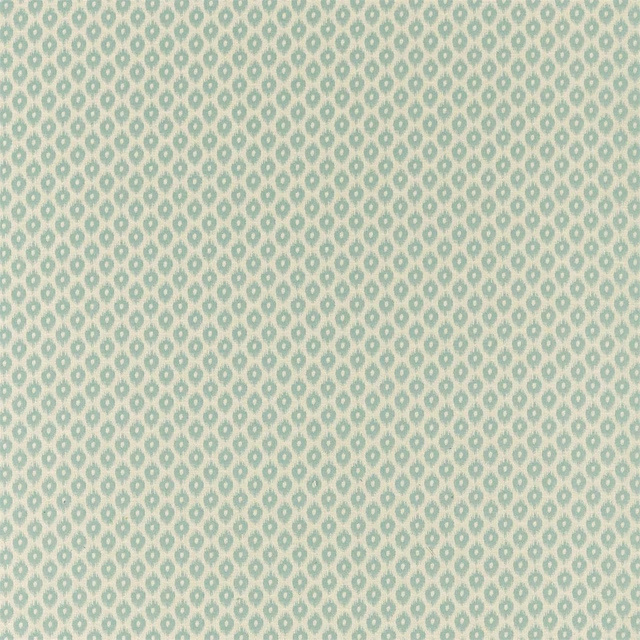Pale seafoam teal small-scale woven damask on a warm ivory ground