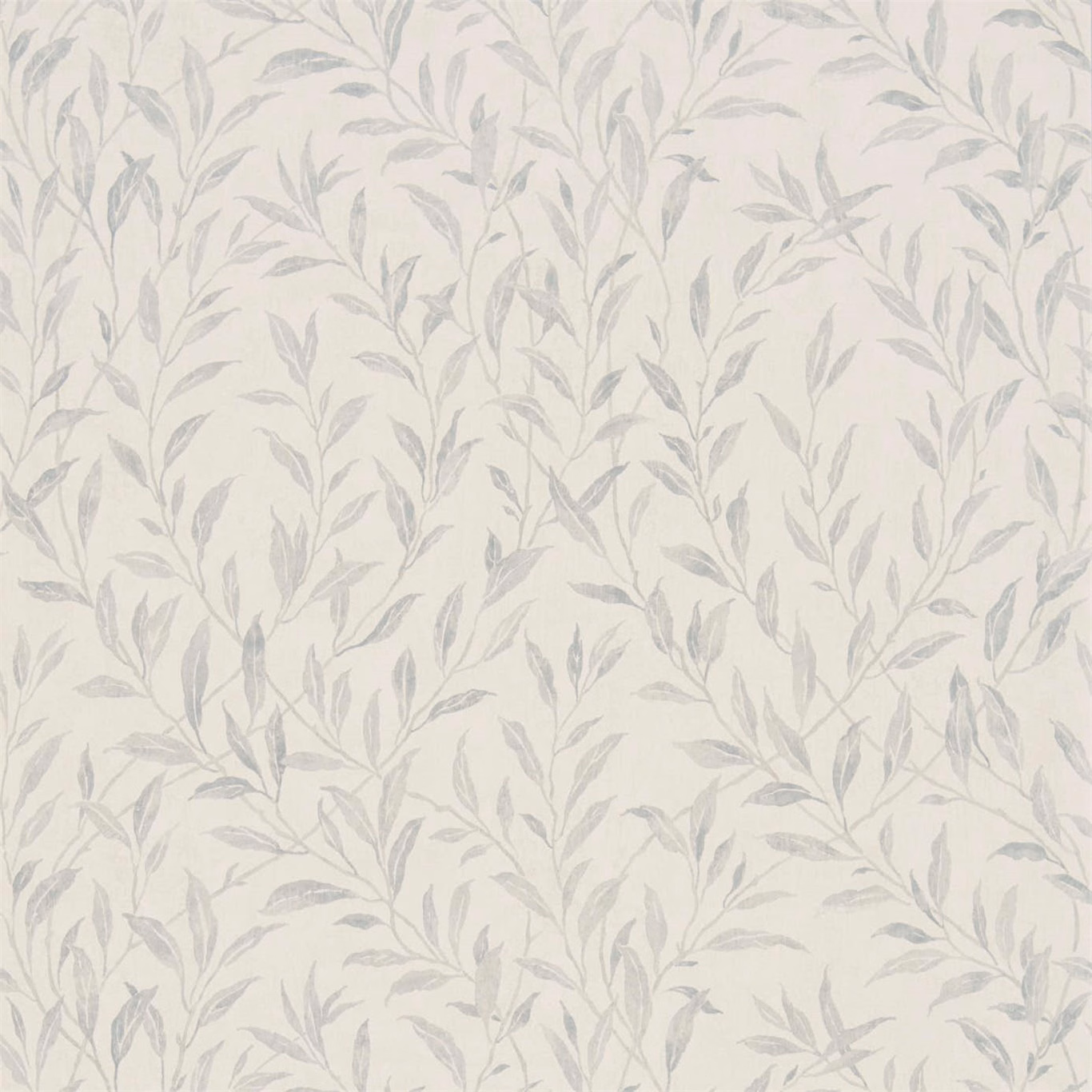 Chalk wallpaper with delicate dove-grey leafy branches and softly painted texture