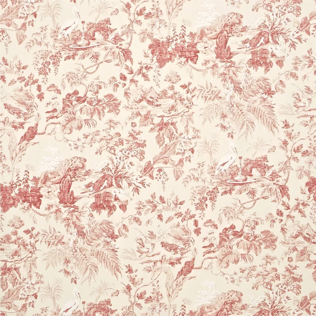 Cream fabric with dusty pink country-house floral and bird print