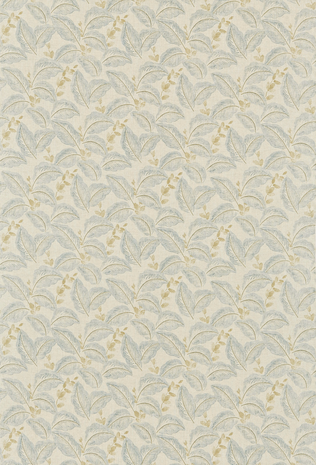 Pale cream floral fabric with soft eau de nil leaves and beige detailing