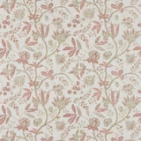 Russet pink and sage floral trail on a cream woven fabric swatch