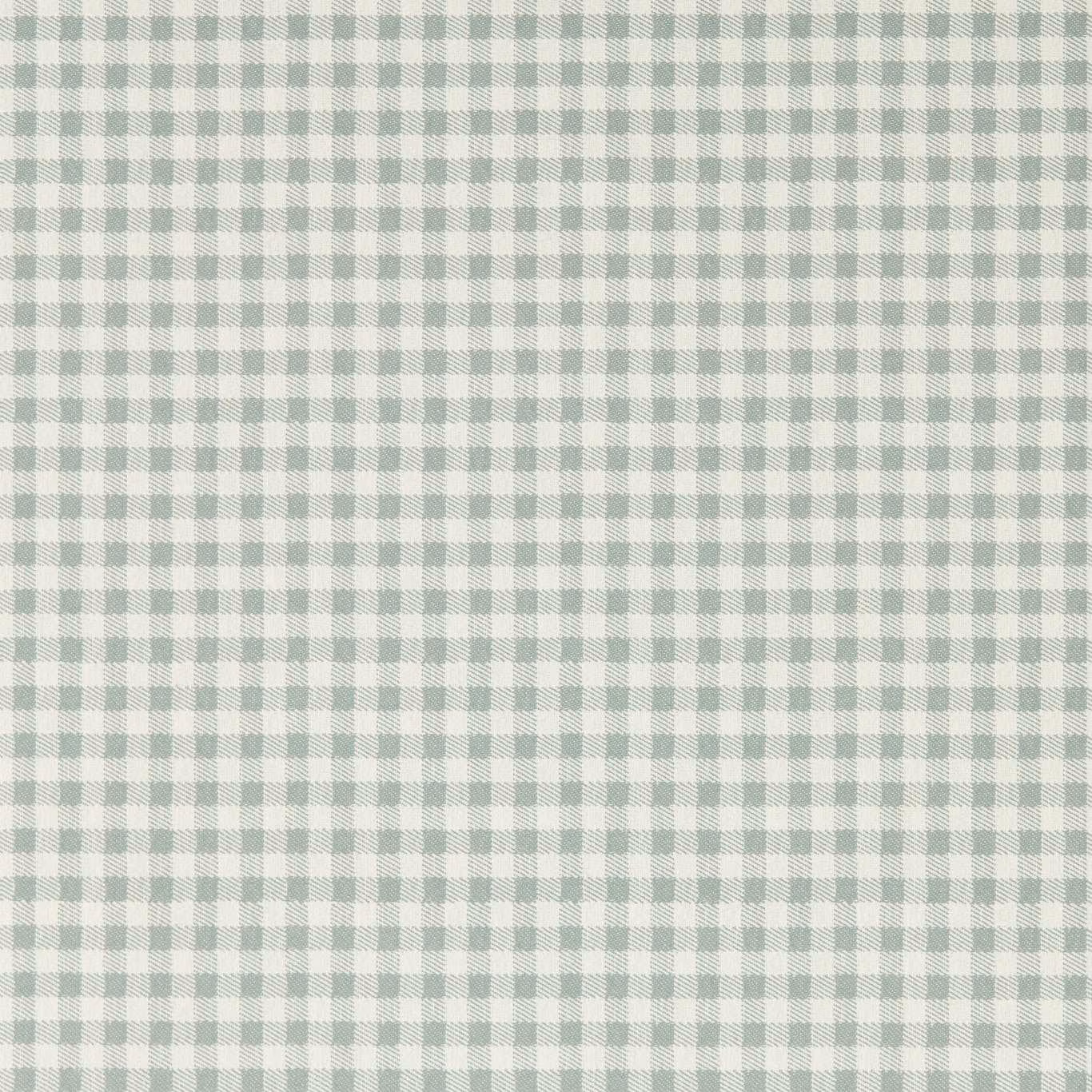 Pale duck-egg blue and cream small-check gingham wallpaper in a soft grid