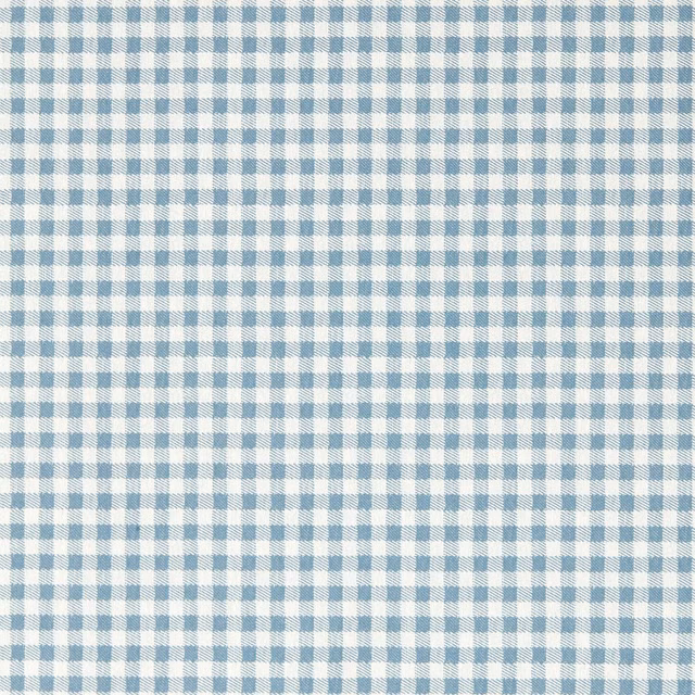 Pale blue and white small-scale gingham check wallpaper swatch