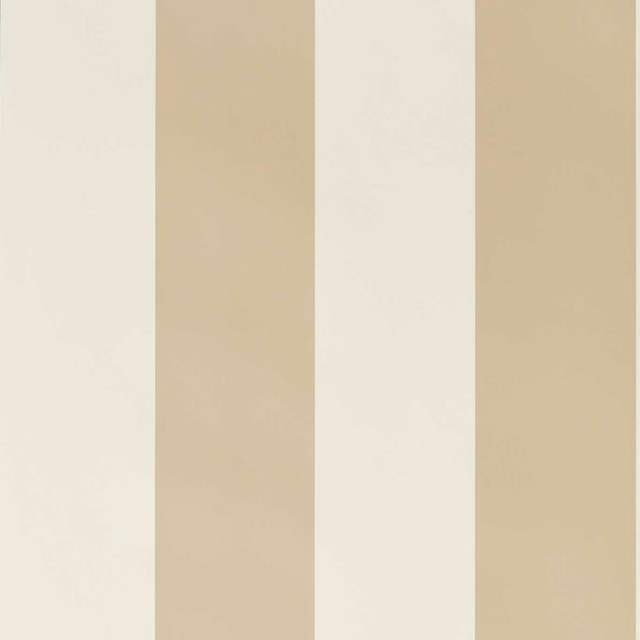 Warm cashew and cream broad vertical stripes with a softly matte paper texture
