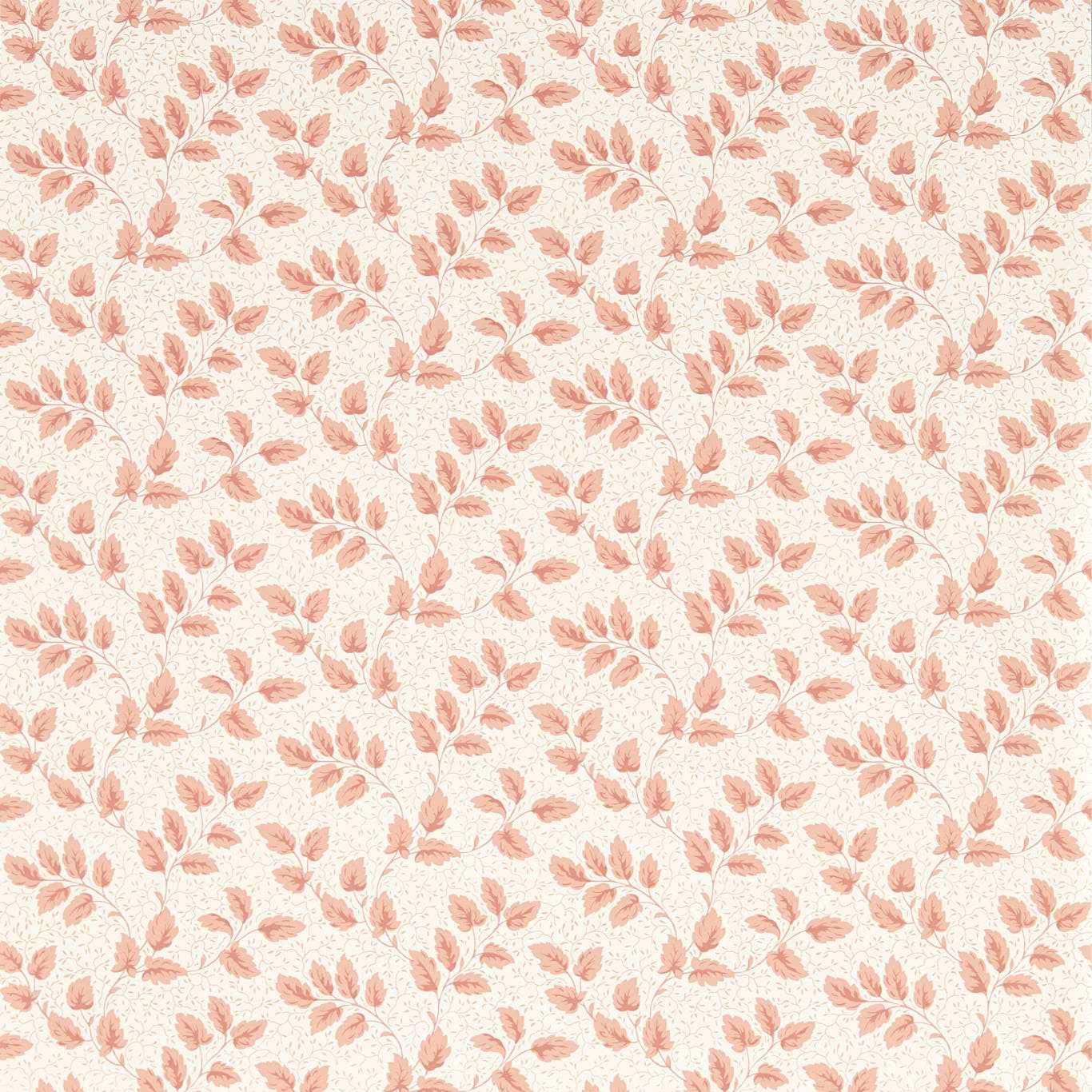 Muted pink clay leaf sprigs on a warm ivory wallpaper ground