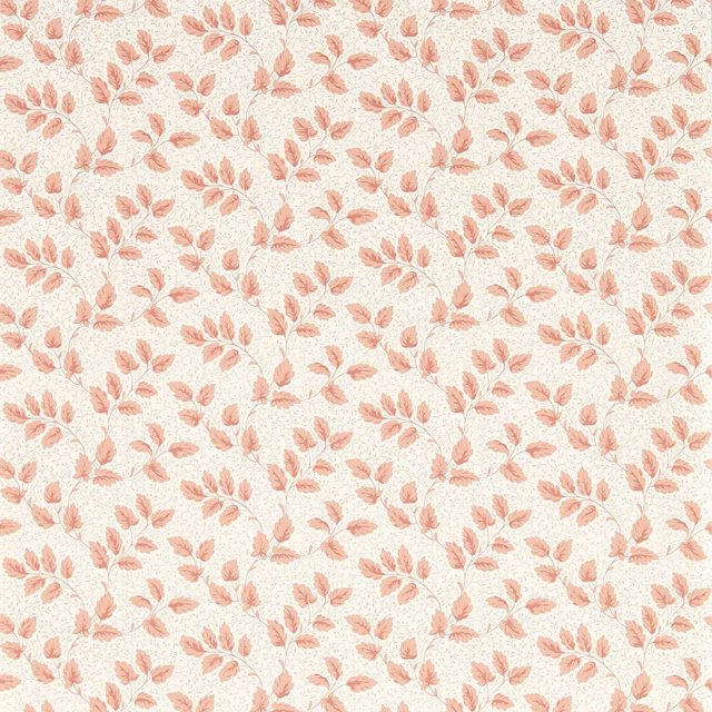 Muted pink clay leaf sprigs on a warm ivory wallpaper ground