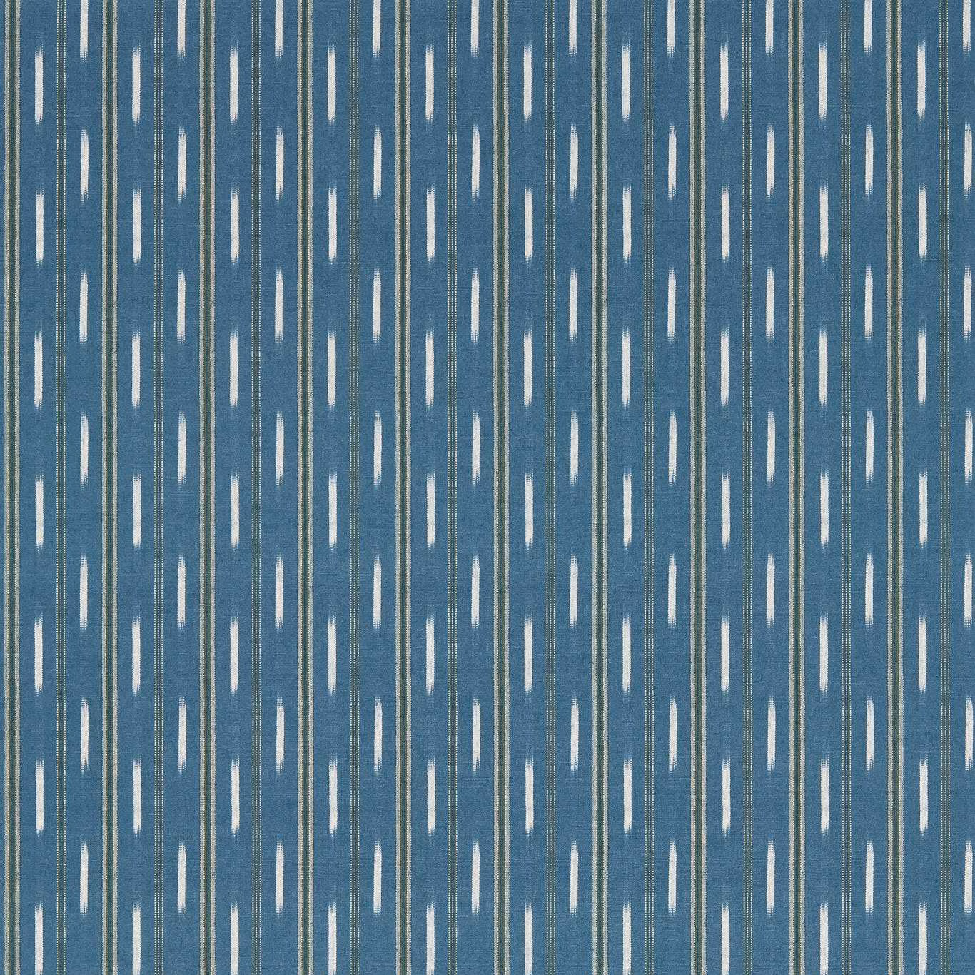 Muted Persian-blue wallpaper with slim cream vertical marks and variegated stripes