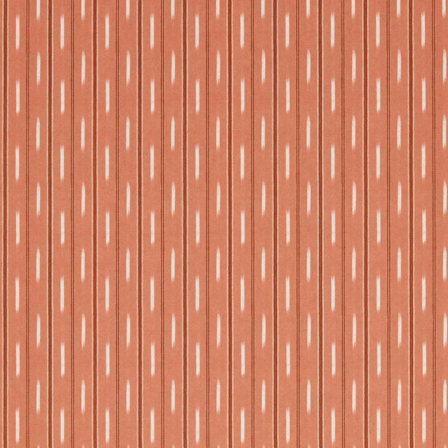 Dusty coral pink wallpaper with fine vertical lines and pale elongated dashes