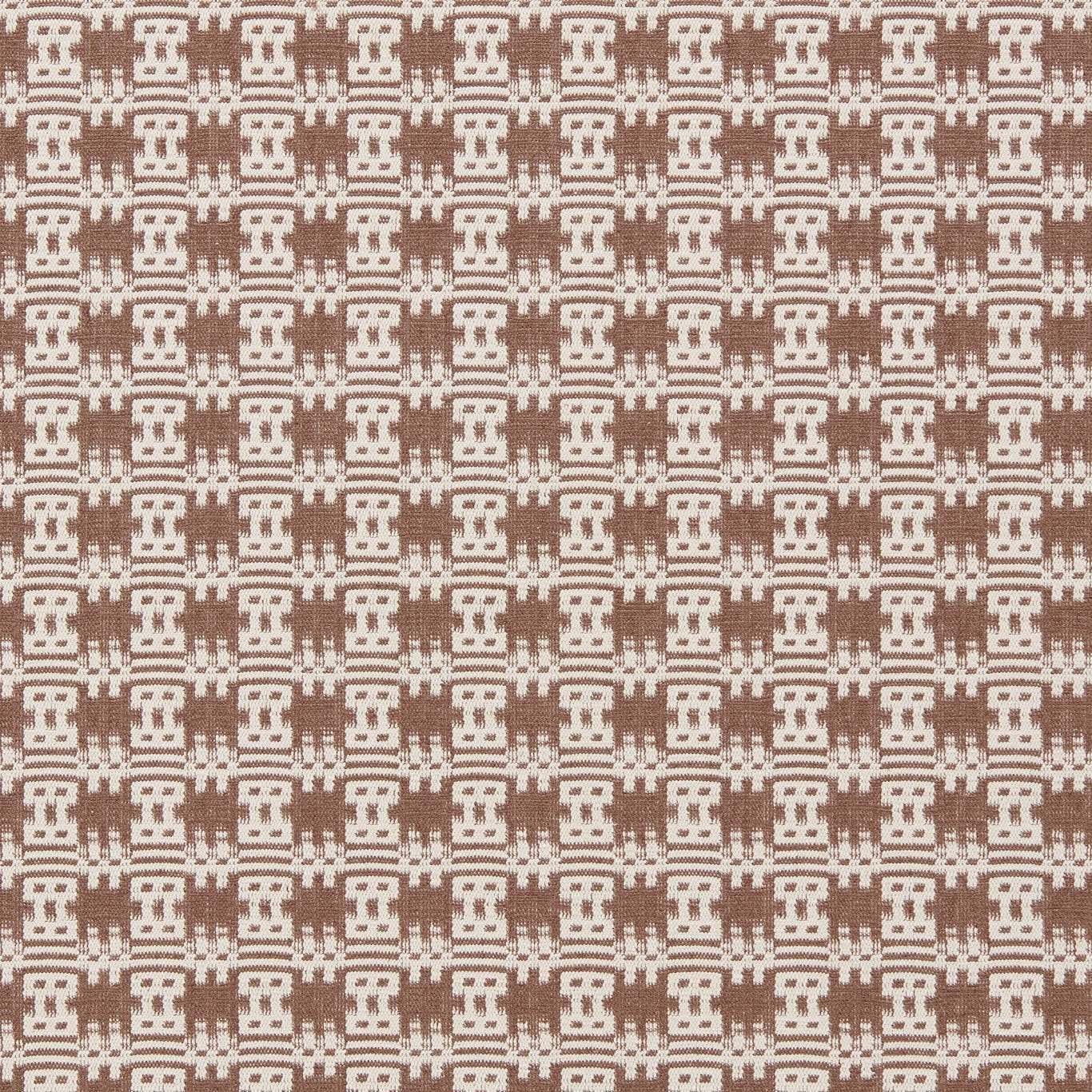 Small geometric weave in warm cocoa brown and pale natural tones