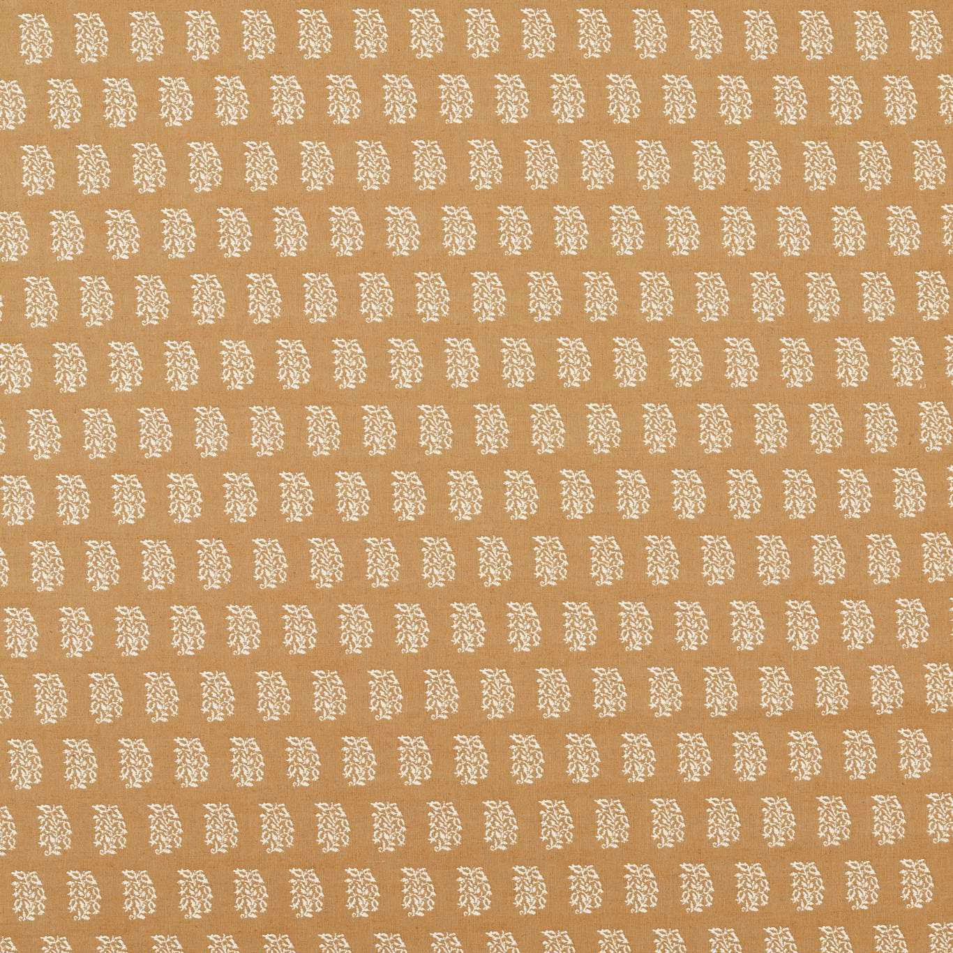 Turmeric-gold woven fabric with small cream repeating motif