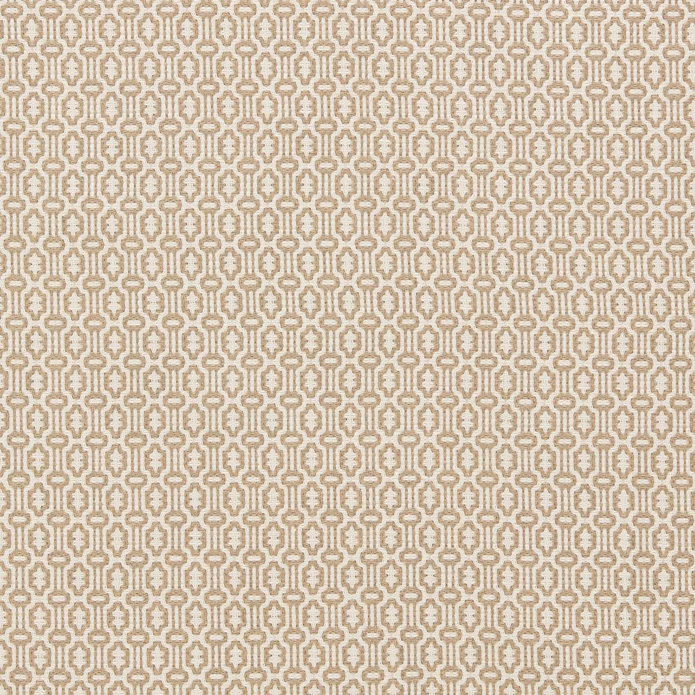 Close-up of Matmi Clay woven fabric with small geometric beige and clay motif