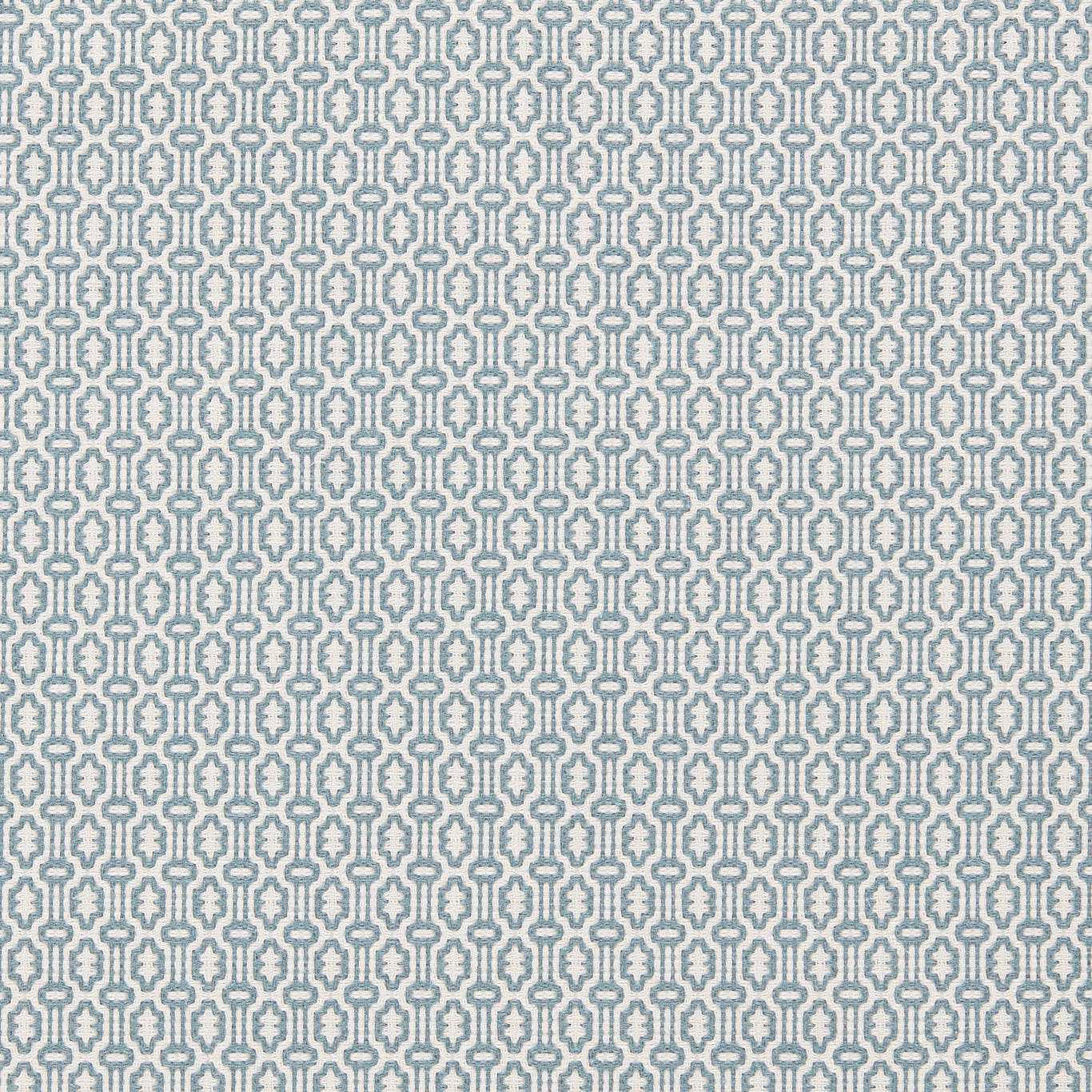 Pale seafoam blue geometric woven fabric with small repeating motif