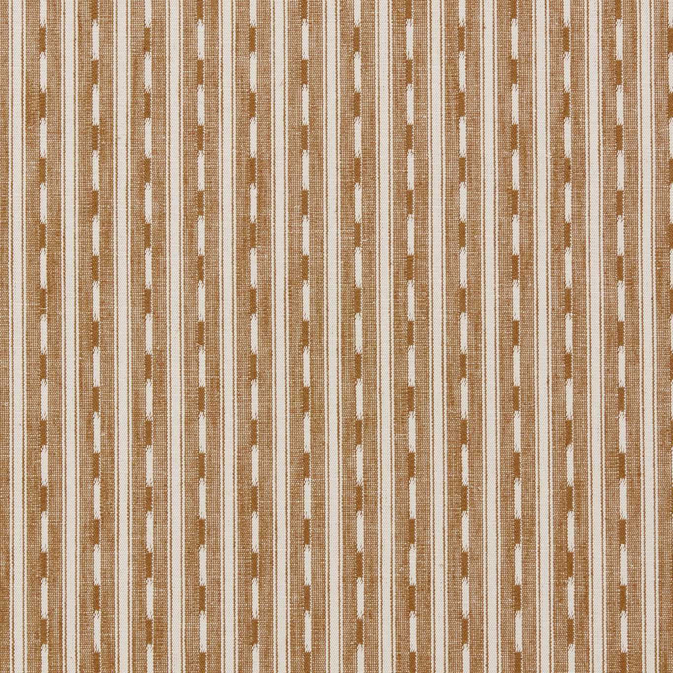 Warm gold and cream woven stripe fabric with small stepped blocks