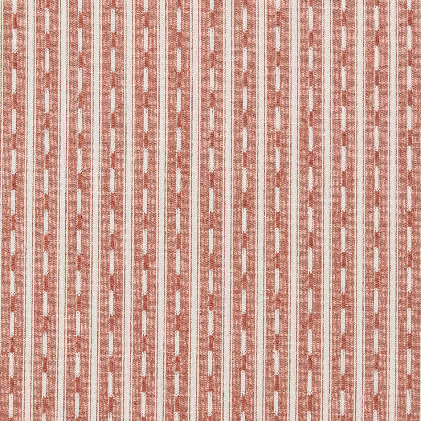 Vertical terracotta and cream woven stripe swatch with a textured ground