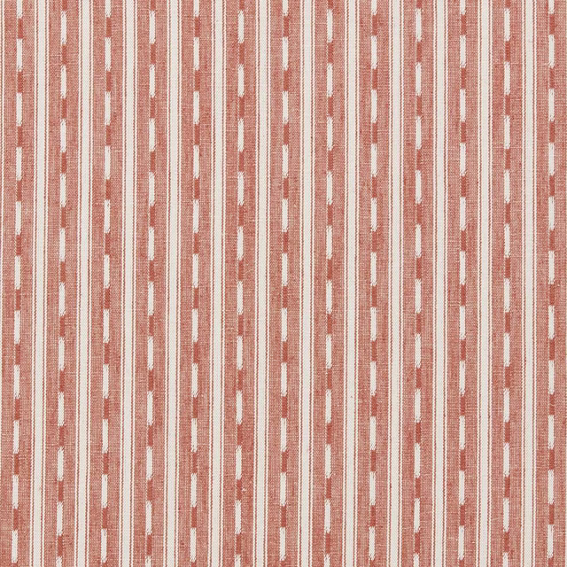 Vertical terracotta and cream woven stripe swatch with a textured ground