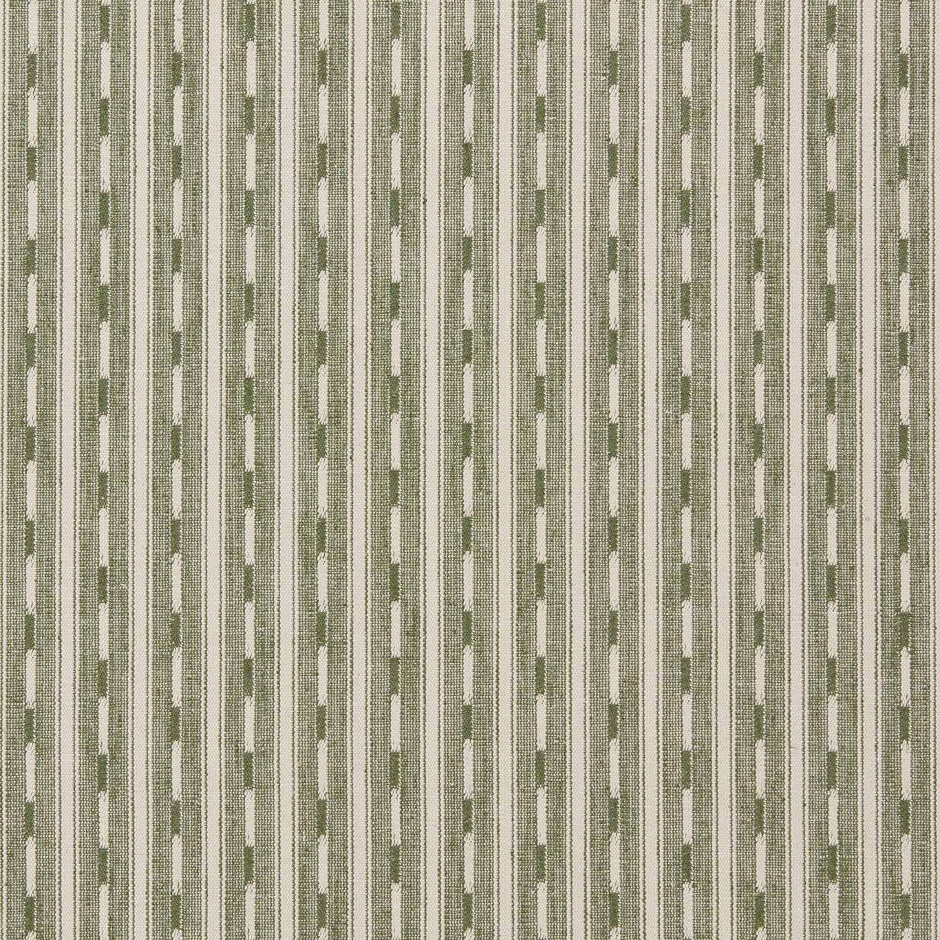 Close-up of sage green and cream vertical striped woven fabric