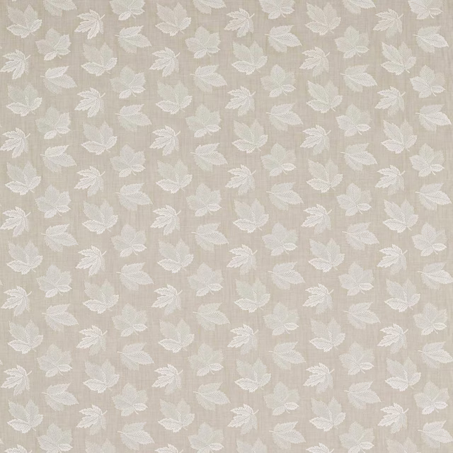 Cream leafy jacquard pattern on a soft briarwood beige woven ground