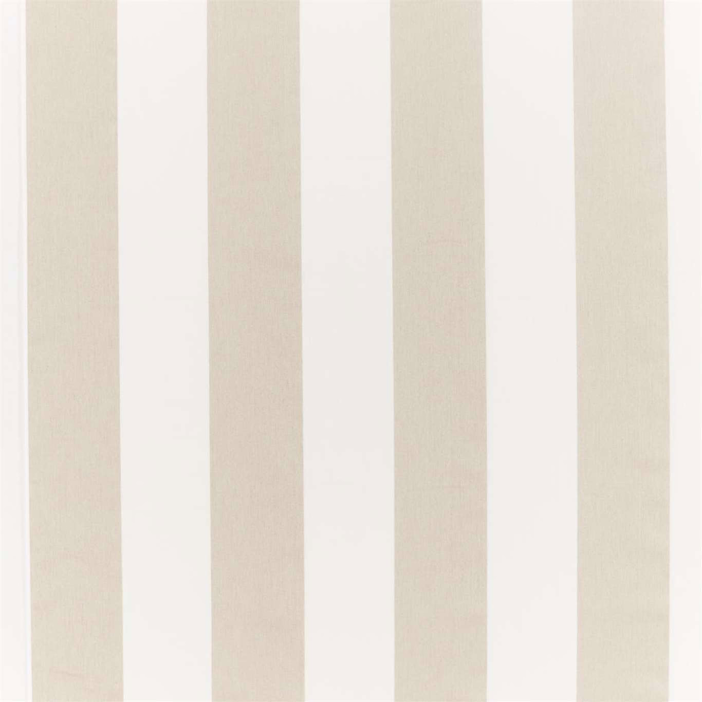 Pale ivory and white vertical striped linen fabric with a soft woven texture
