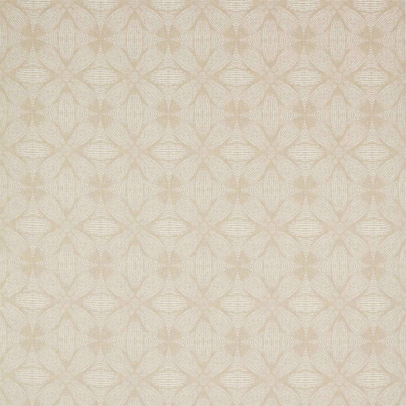 Pale pebble cream woven geometric fabric with soft leaf motif texture