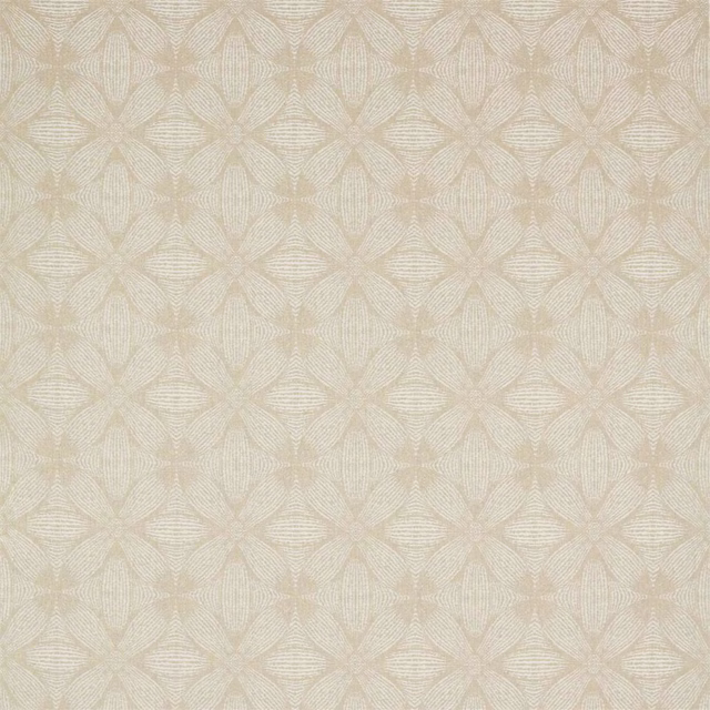 Pale pebble cream woven geometric fabric with soft leaf motif texture