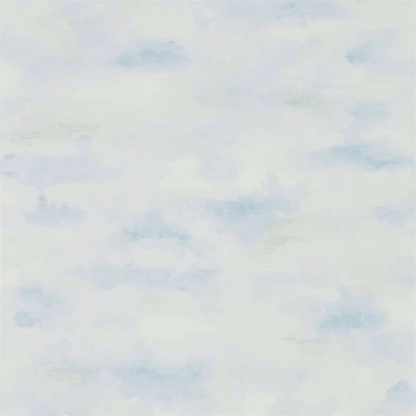 Pale sky blue wallpaper with soft cloudy watercolour washes and misty white areas