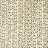 Cream fabric with slim olive floral vine stripes and small trailing motifs