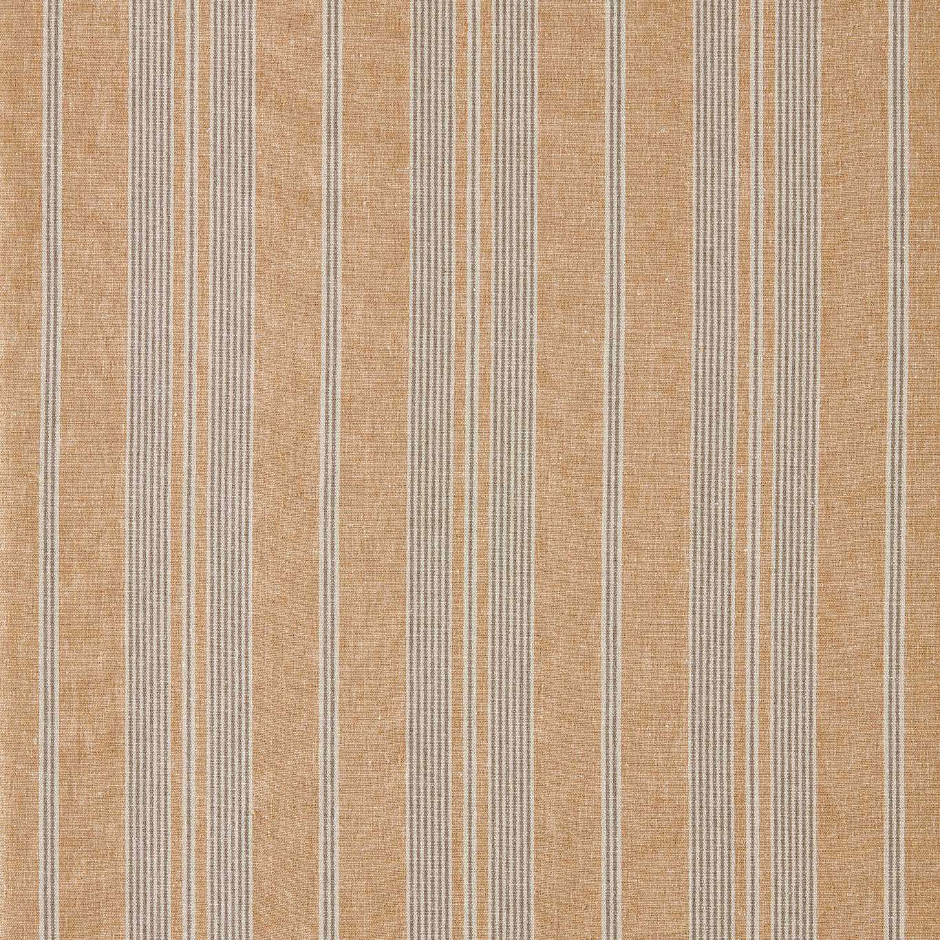 Warm honey-gold vertical stripe fabric with narrow pale neutral bands