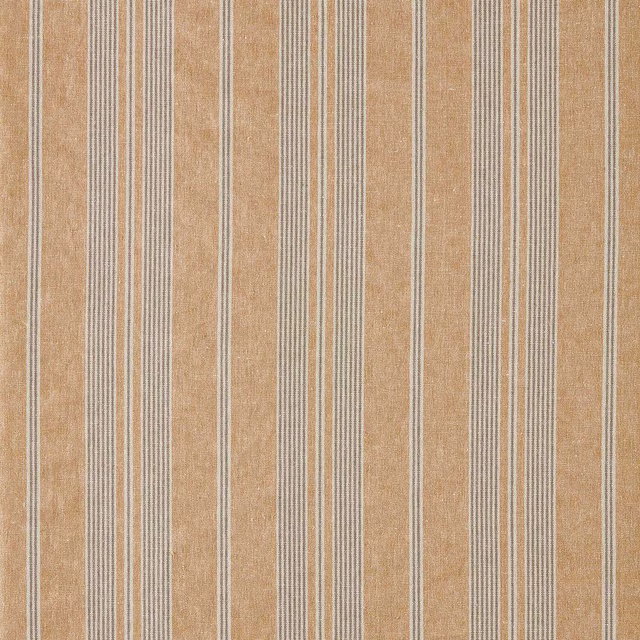 Warm honey-gold vertical stripe fabric with narrow pale neutral bands