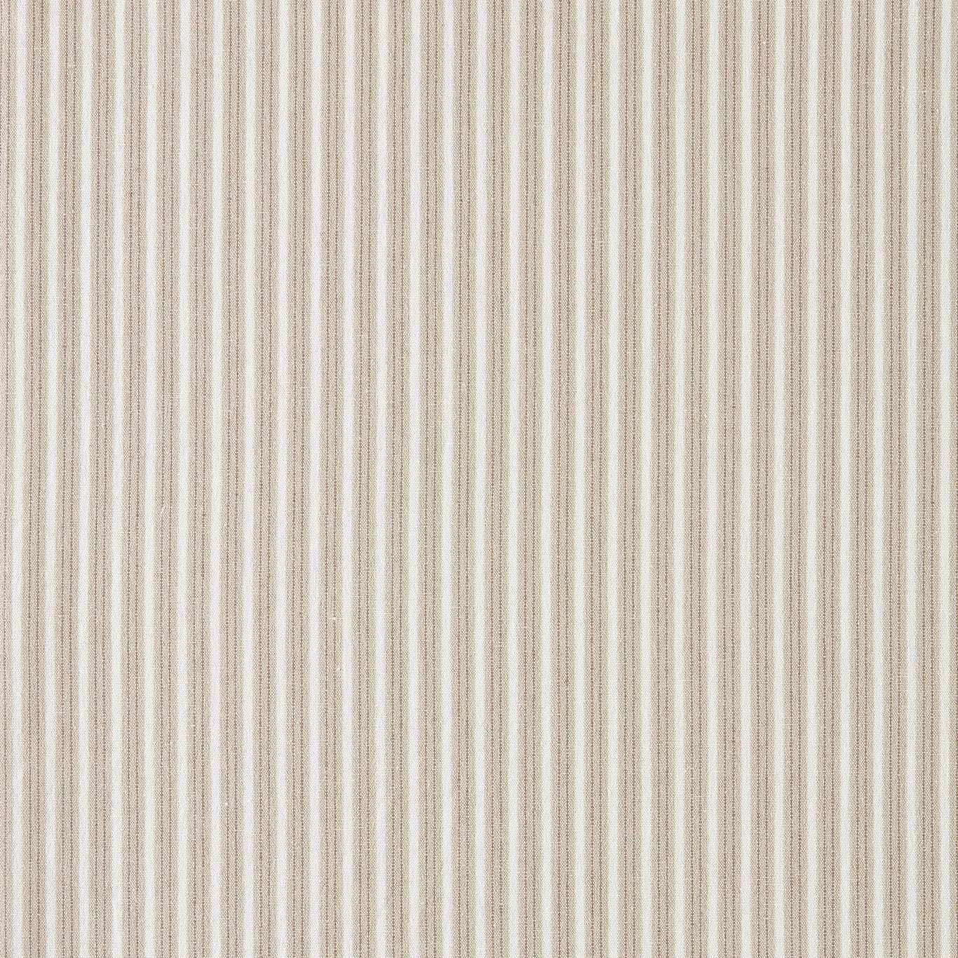 Pale greige vertical striped fabric swatch with fine woven texture