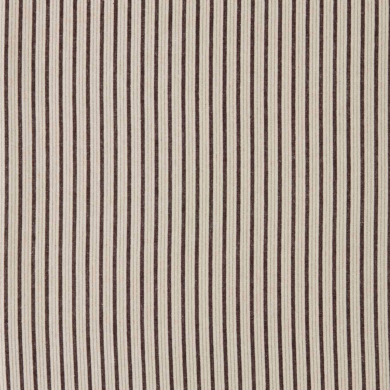 Warm beige striped fabric with narrow brown vertical pinstripes