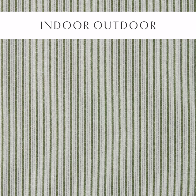 Fine vertical stripe fabric in soft fern green and pale neutral ground