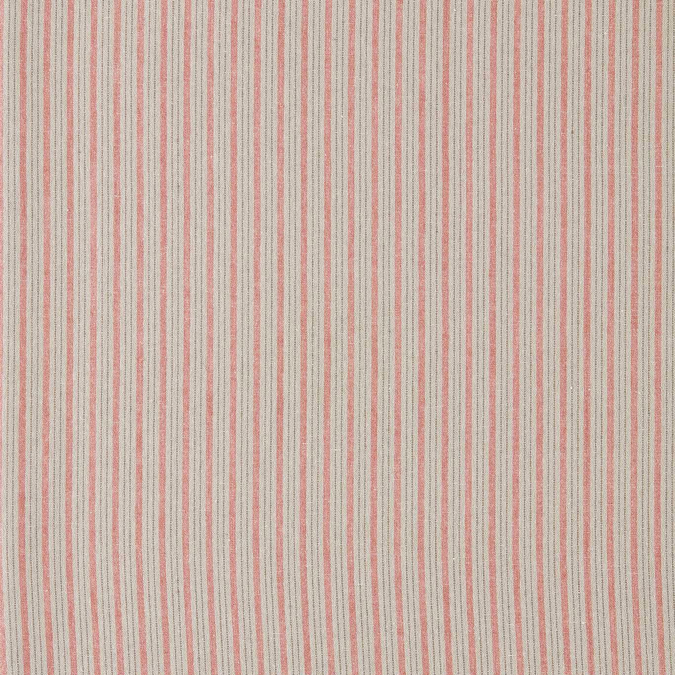 Vertical rose pink and cream pinstripes on a softly textured woven fabric swatch