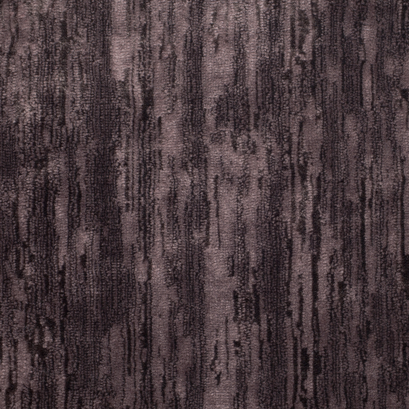 Mottled amethyst velvet swatch with dark vertical striations and soft pile texture