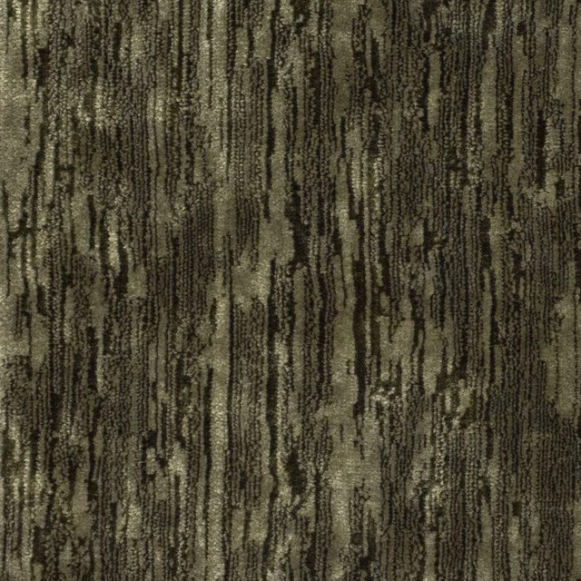 Olive green velvet swatch with dark vertical striations and dense pile texture