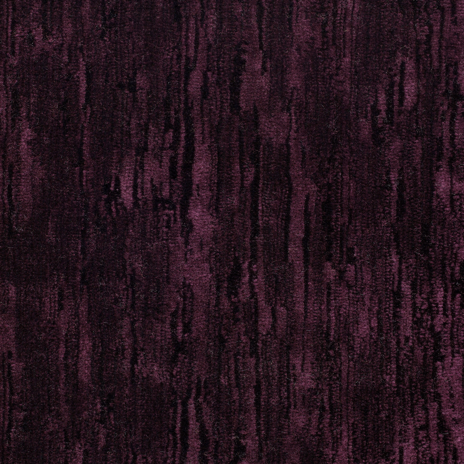 Deep blackcurrant purple velvet with streaked abstract pile and dark shadowing