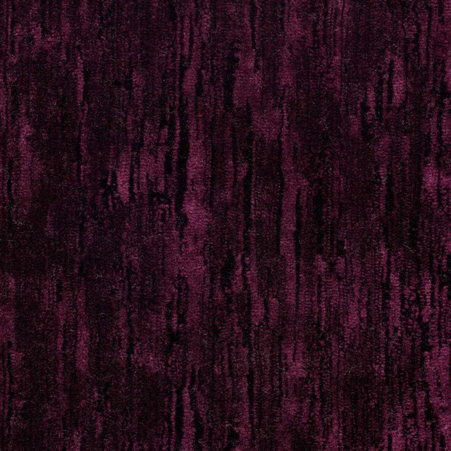 Deep blackcurrant purple velvet with streaked abstract pile and dark shadowing