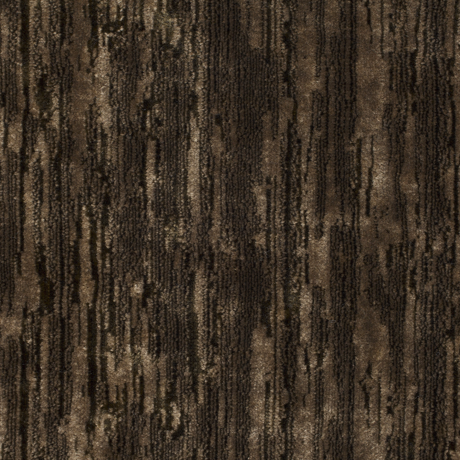Close-up of chocolate brown velvet with dark vertical striations and soft sheen