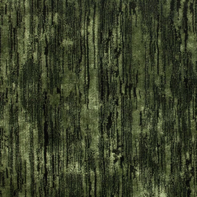 Deep evergreen velvet swatch with vertical mossy striations and dark pile texture