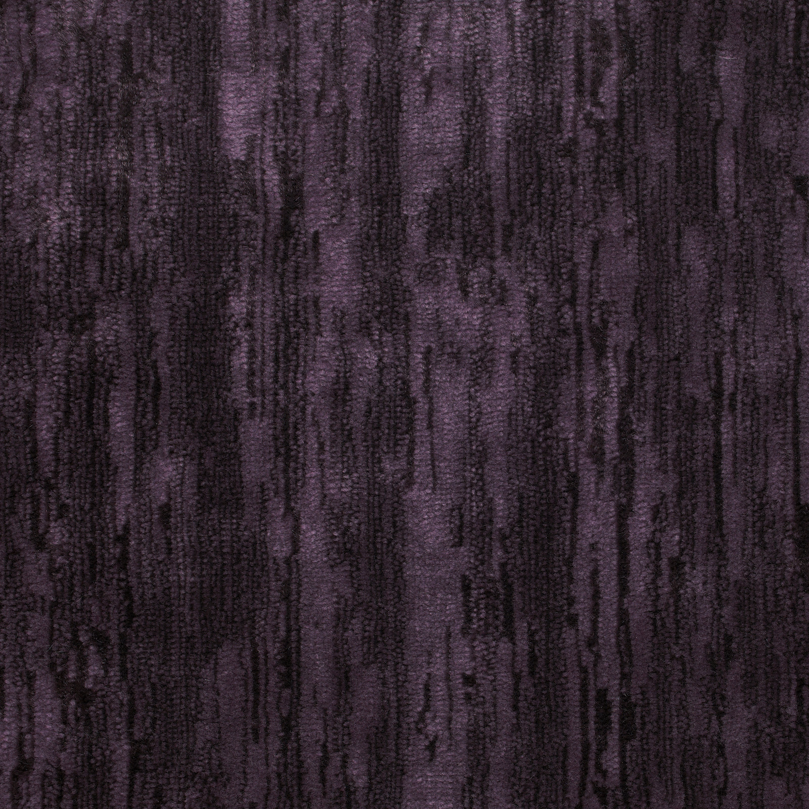 Deep plum velvet swatch with dark vertical striations and soft violet sheen