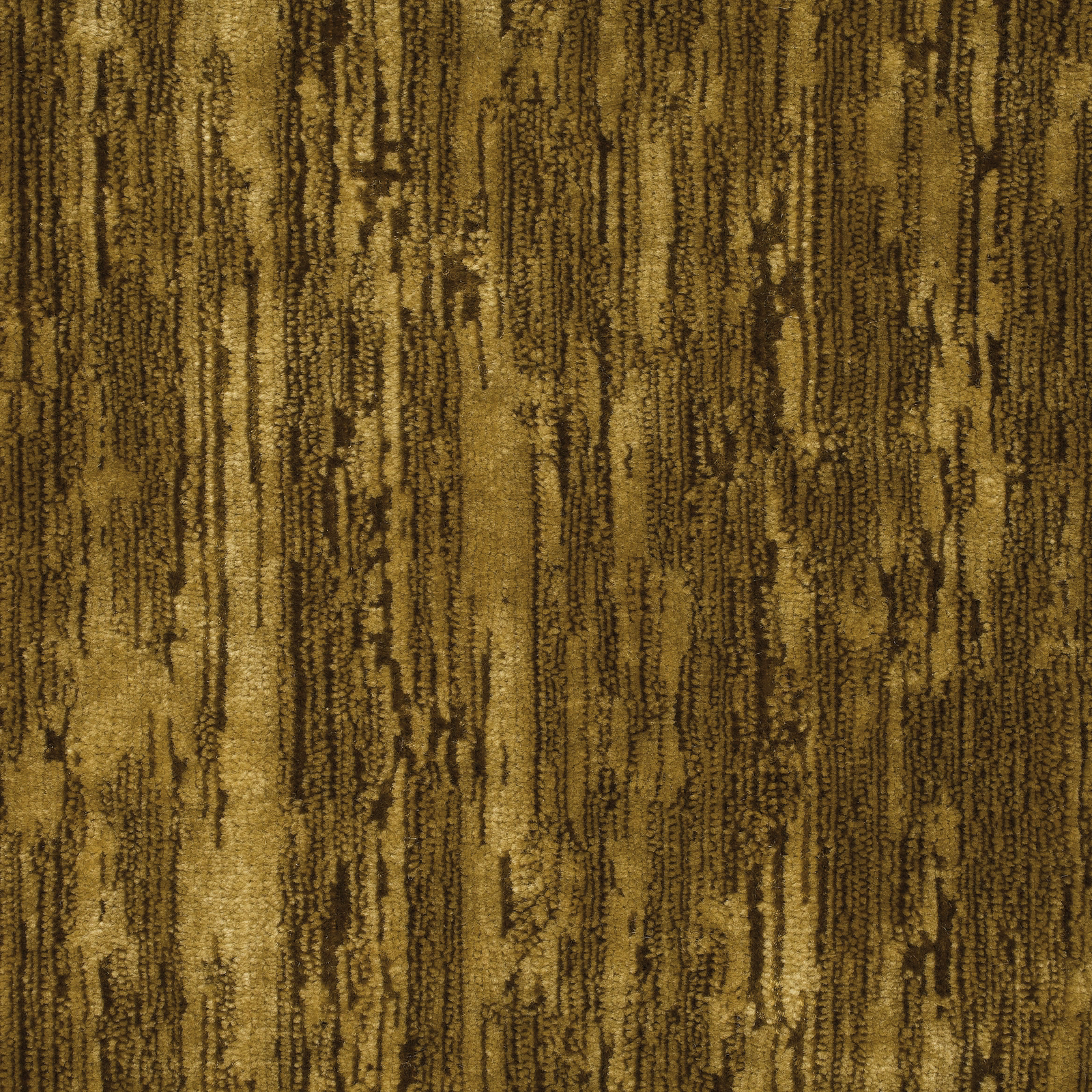 Gold and brown striated velvet swatch with a worn, painterly texture