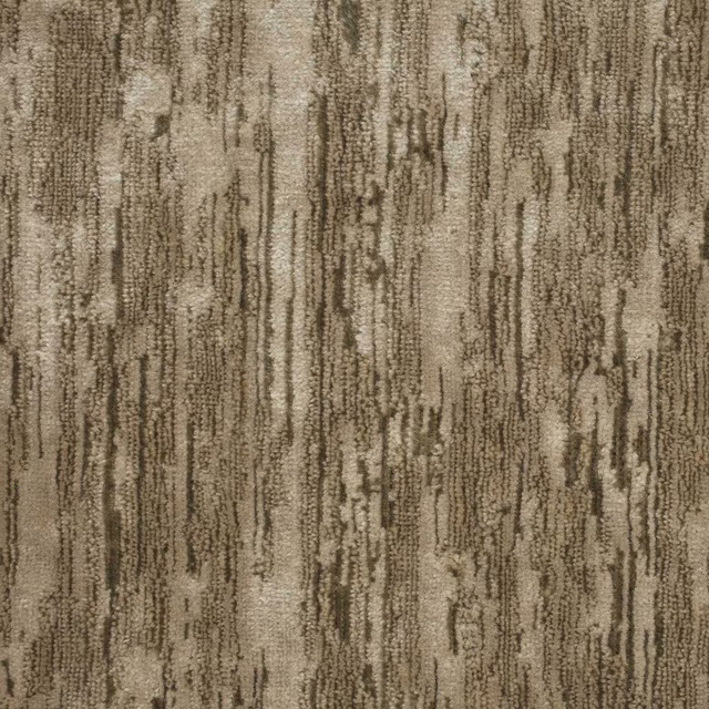 Warm beige velvet swatch with vertical abstract striations and textured pile