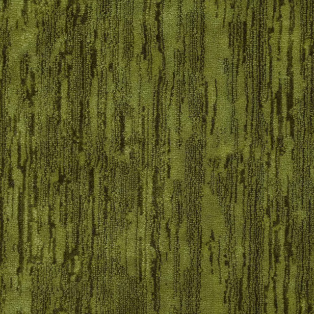 Olive green textured velvet swatch with dark vertical striations