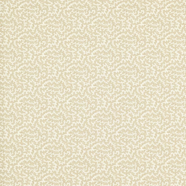 Pale sandy cream fabric with a fine abstract allover motif and soft beige outline