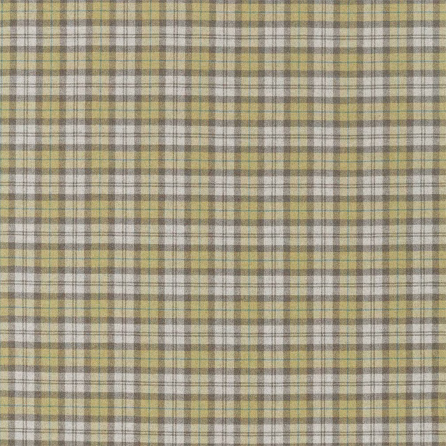 Small muted green and cream check wool fabric with fine grey-brown lines