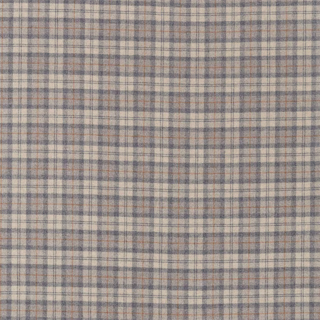 Small grey and cinnamon check woven fabric with a soft woolly texture