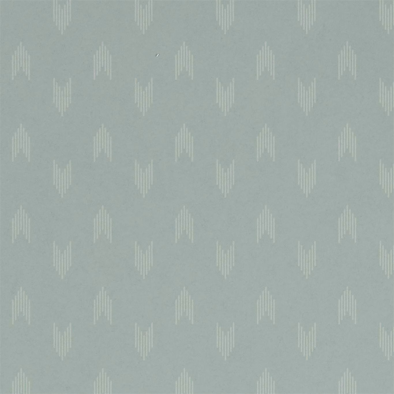 Pale blue-grey wallpaper with repeated ivory vertical fan motifs