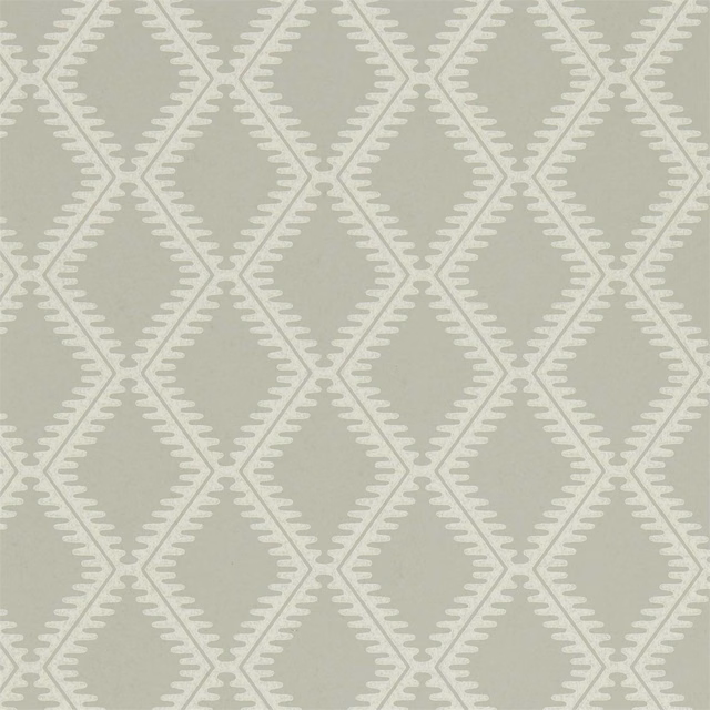 Muted sage-lagoon wallpaper with pale stepped diamond trellis pattern
