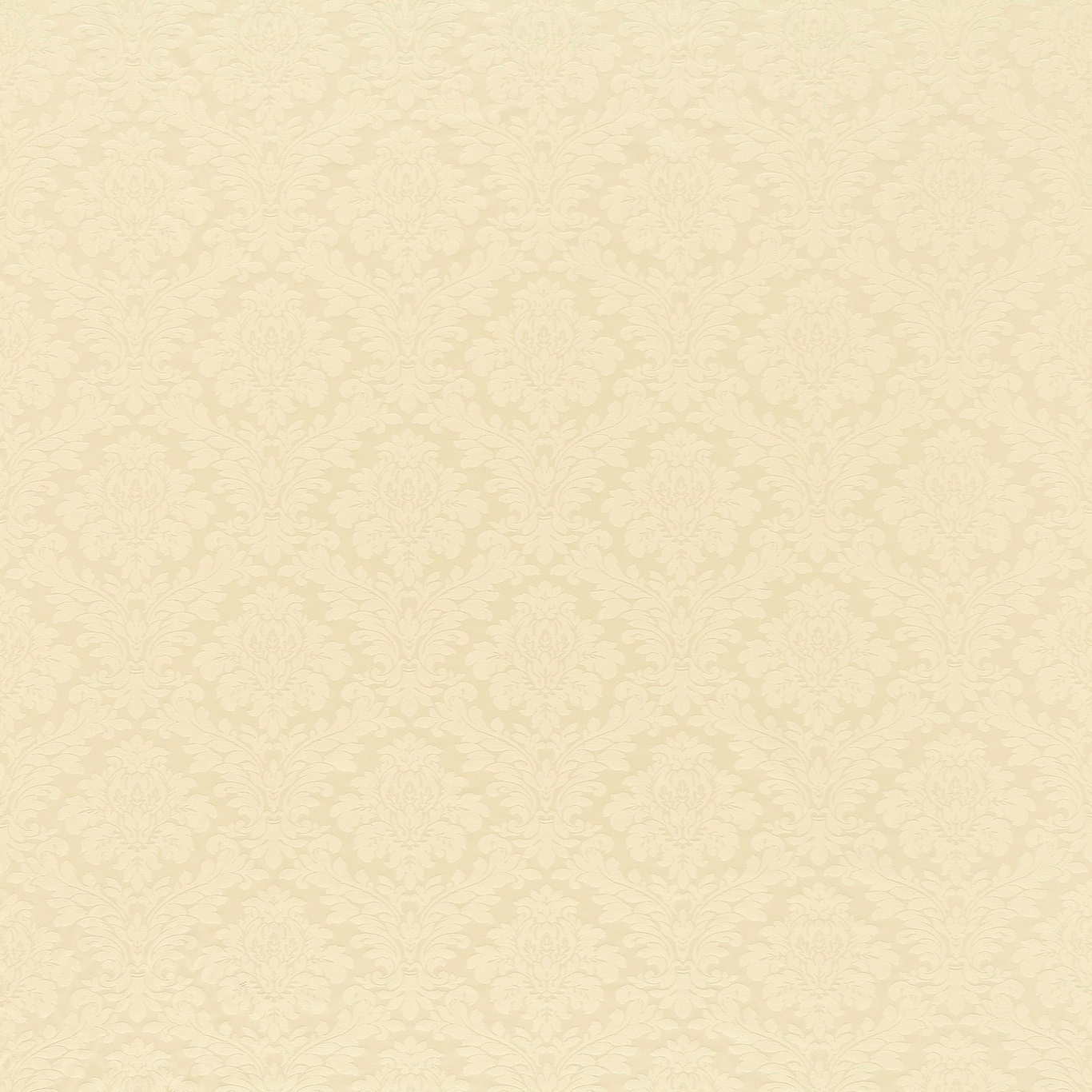 Pale buttermilk damask fabric with subtle tonal floral pattern