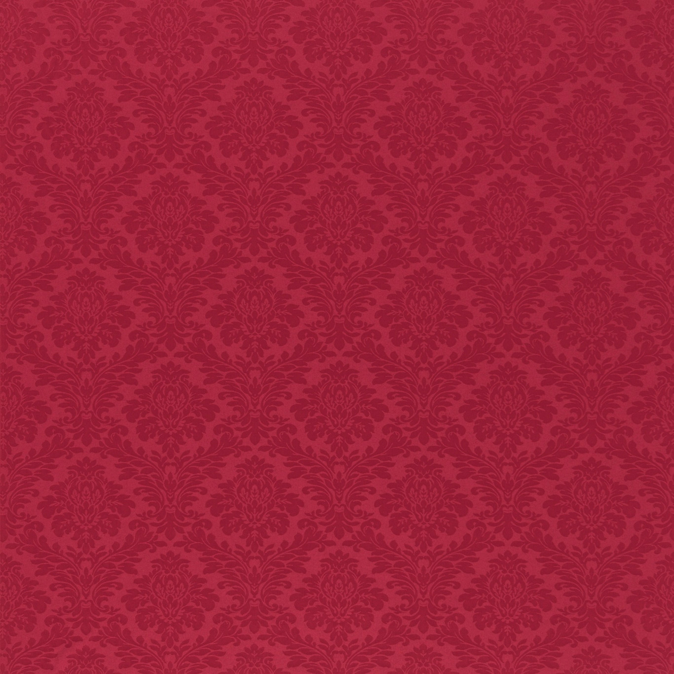 Deep claret red damask fabric with darker tonal pattern repeat